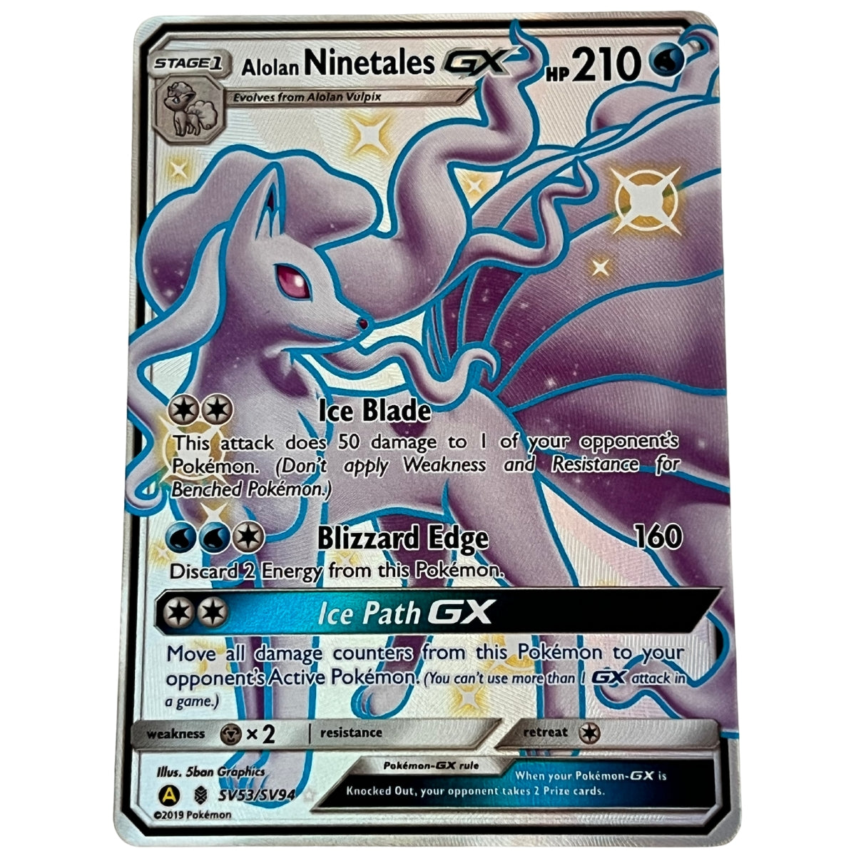 Alolan Ninetales-GX (SV53/SV94) Shiny Holo Rare - Sun & Moon: Hidden Fates (Shiny Vault)