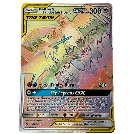 Moltres & Zapdos & Articuno-GX (69/68) Rainbow Rare - Hidden Fates