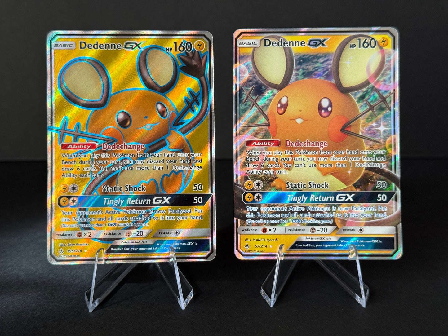 Pokemon Dedenne GX Pair: Standard Art 57/214 & Full Art 195/214 - Unbroken Bonds