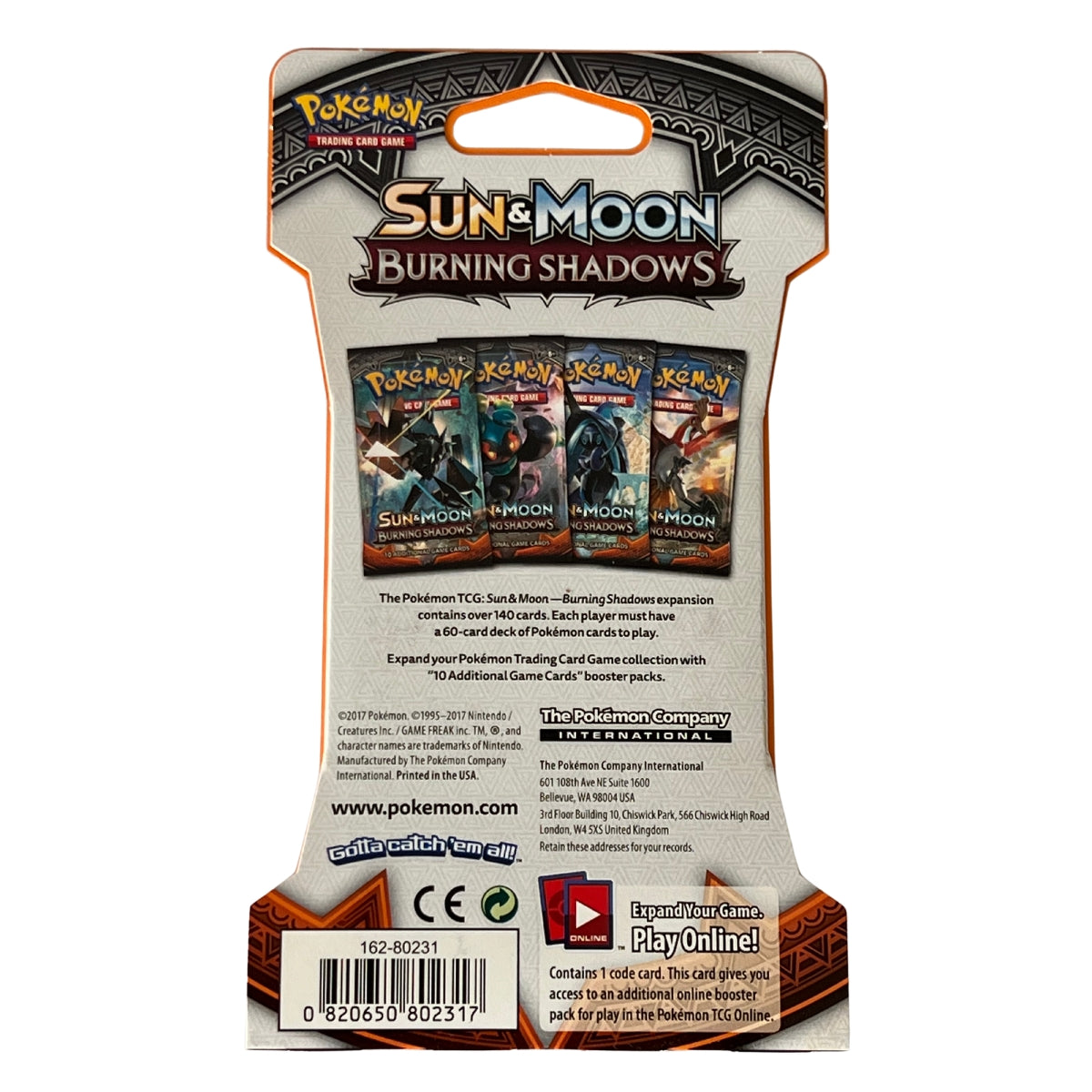 Burning Shadows Sleeved Booster Pack - Sun & Moon ASHCARD HOLLOW Burning Shadows Sleeved Booster Pack - Sun & Moon ASHCARD HOLLOW