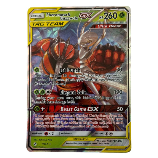 Pheromosa & Buzzwole GX (1/214) Ultra Rare - Sun & Moon: Unbroken Bonds