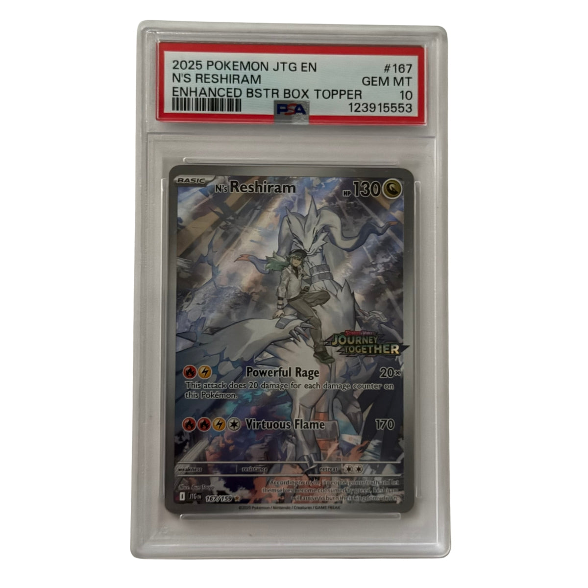 2025 POKEMON JTG EN-JOURNEY TOGETHER #167 N'S RESHIRAM ENHANCED BSTR BOX TOPPER
