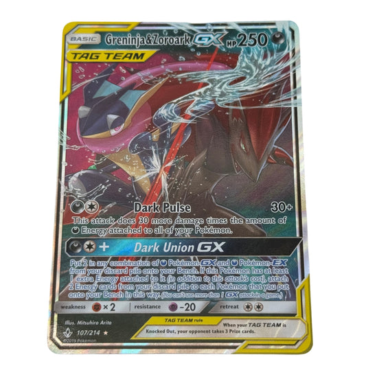 Greninja & Zoroark GX (107/214) Ultra Rare - Sun & Moon: Unbroken Bonds